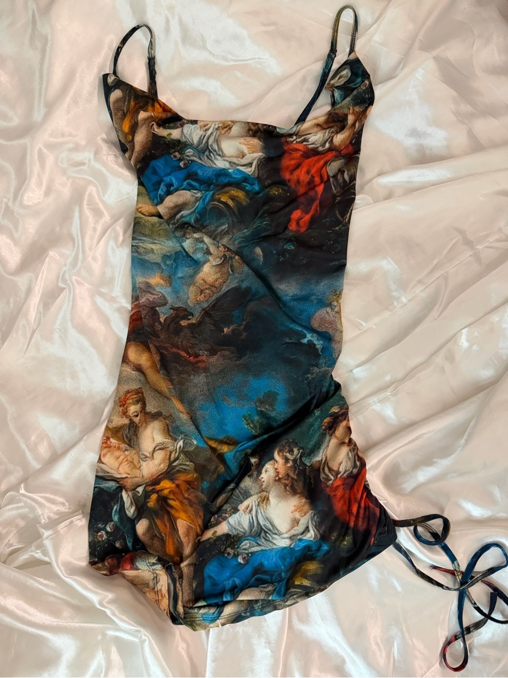 Kids One-Piece Dress with Baroque Art Print - Blue & Multi